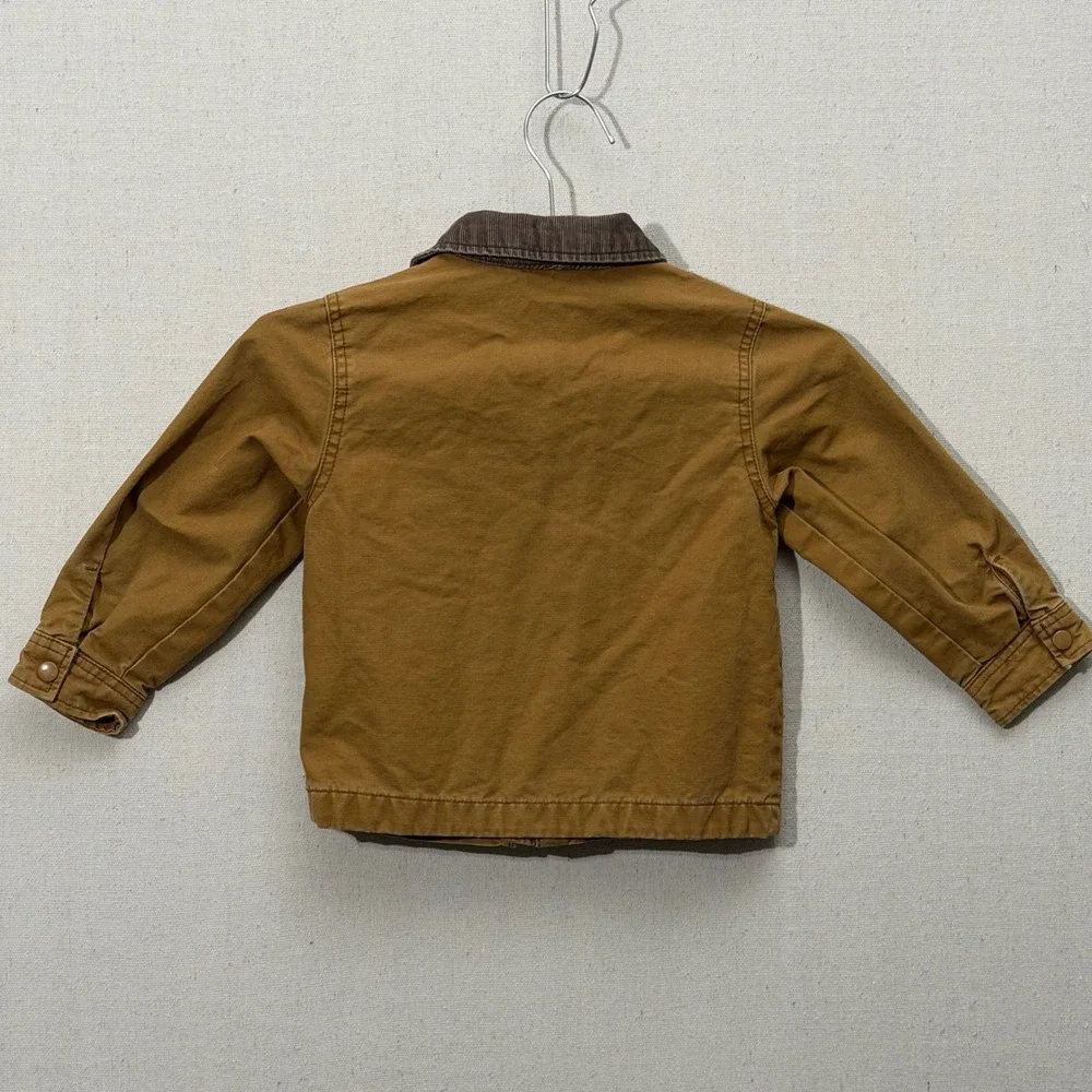 Old Navy Chore Coat barn jacket Kids 4T Canvas Plaid Lined Corduroy Collar